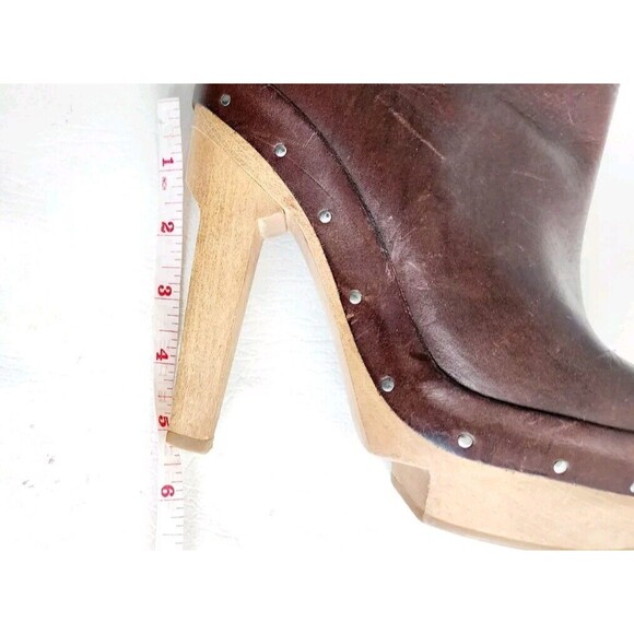 Marni Peep Toe Brown Wooden Heels Booties Clogs Size 36 (US 6) - Picture 9 of 9